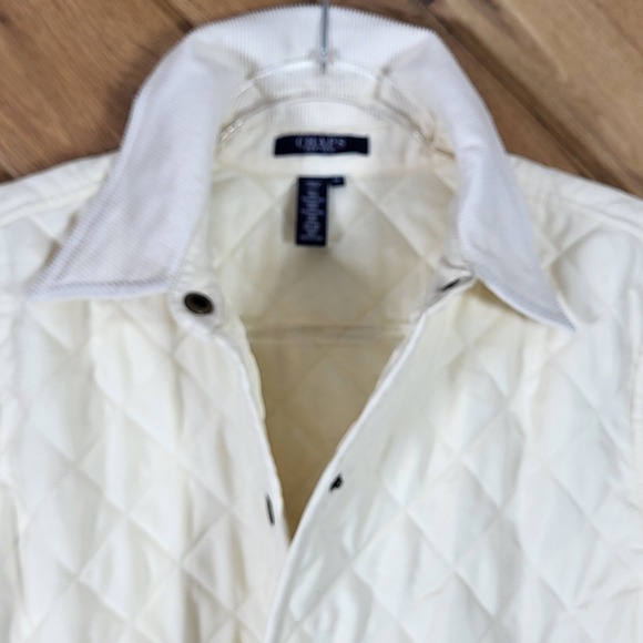 Chaps Quilted Barn Jacket Womens Size M Cream Corduroy Collar - Picture 9 of 9